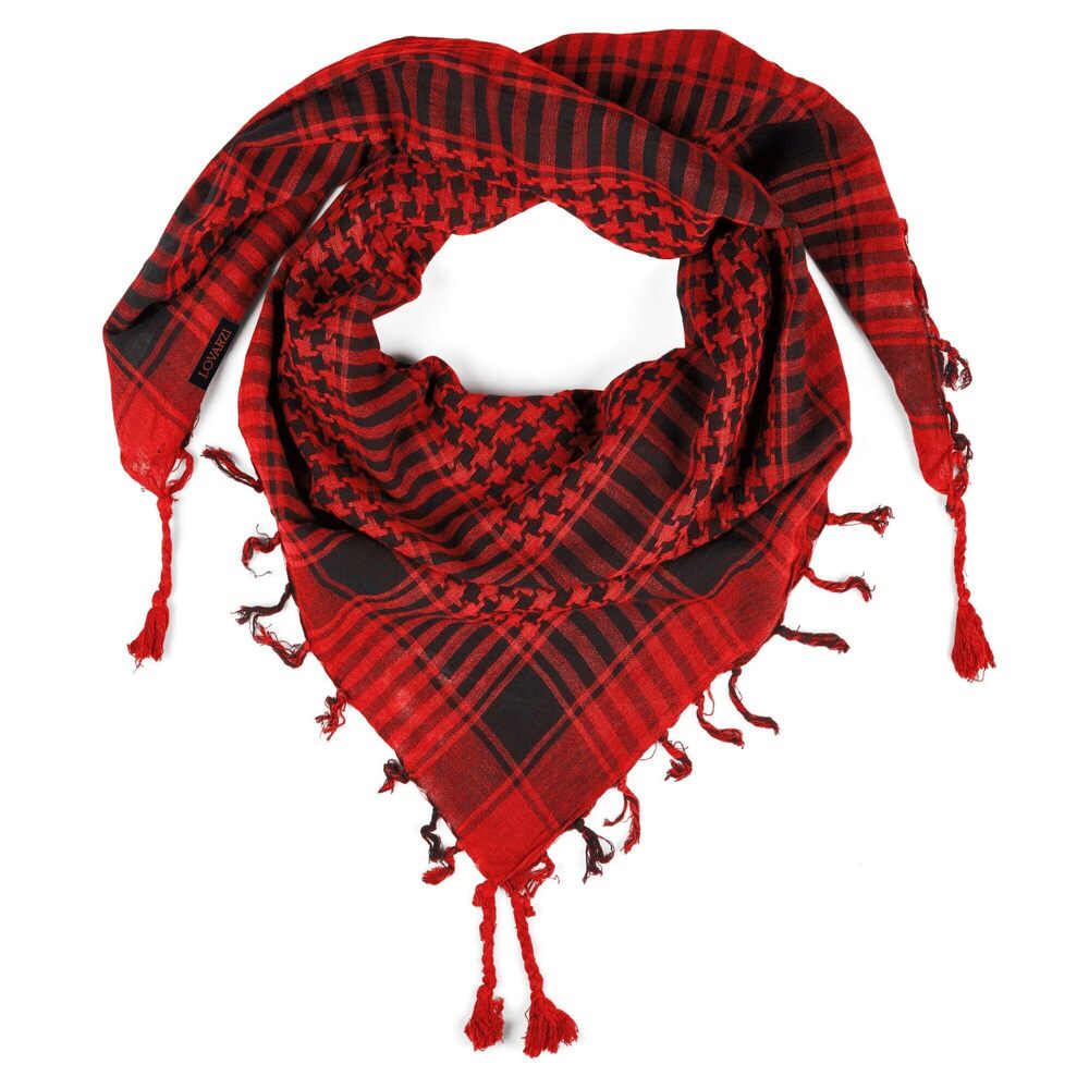1886 Shemagh Desert Scarf Red Cotton Palestinian Arabic Keffiyeh